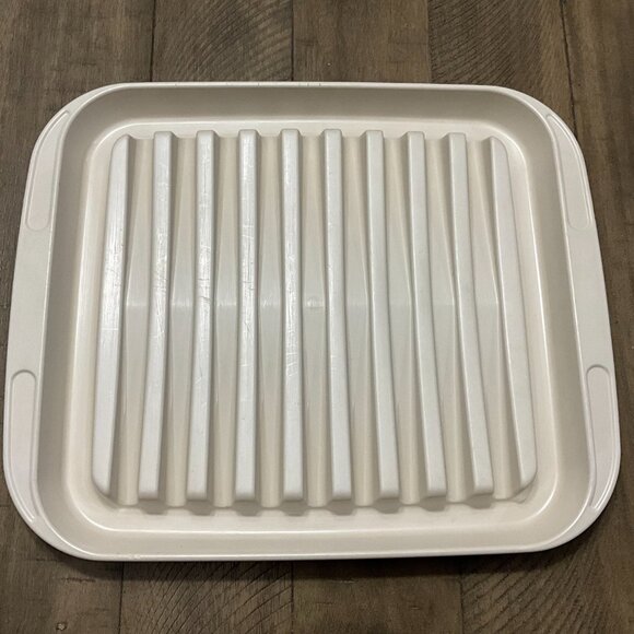 Tupperware Ultra 21 Ovenware Microwave Large Roasting Bacon Rack Almond 1785 - Picture 2 of 3